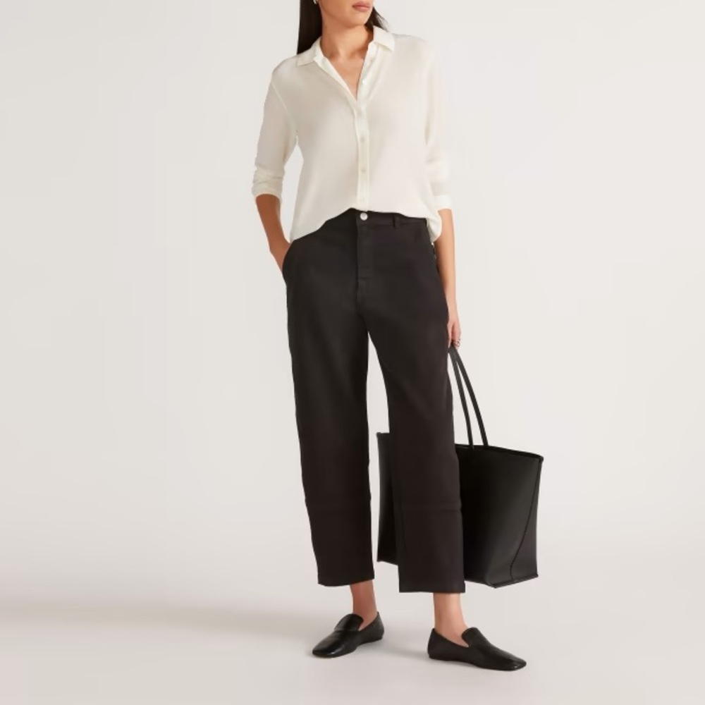 Everlane Clean Silk Relaxed Shirt in Off-White